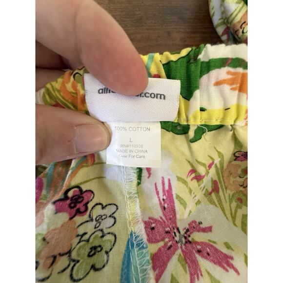 All For Color Robe And Capri Pants Set Colorful Floral Cotton Casual Vacation L - Picture 8 of 9